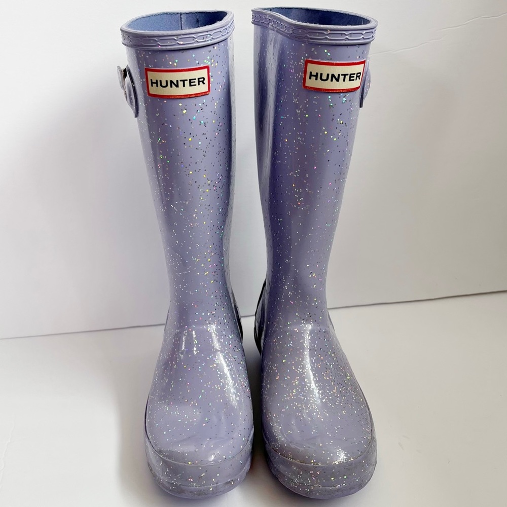 Hunter Kids Original Giant Glitter Wellington Rain Boots Purple